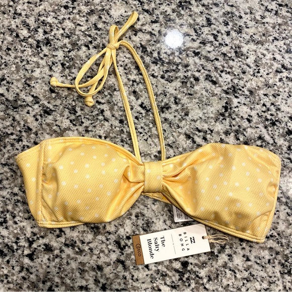 Billabong x Salty Blonde Yellow Polka Dot Bikini Set Size XL New with Tags - Picture 2 of 13